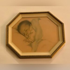 Vintage Octagonal Framed Bessie Pease Gutmann Baby Print